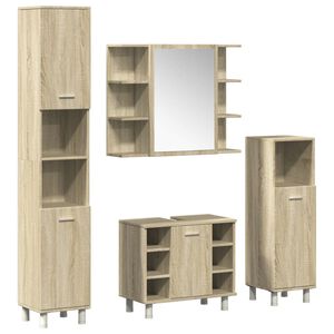 vidaXL Set Mobili da Bagno 4 pz Rovere Sonoma in Legno Multistrato