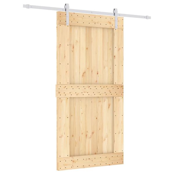vidaXL Porta Scorrevole con Set Hardware 100x210cm Legno Massello Pino
