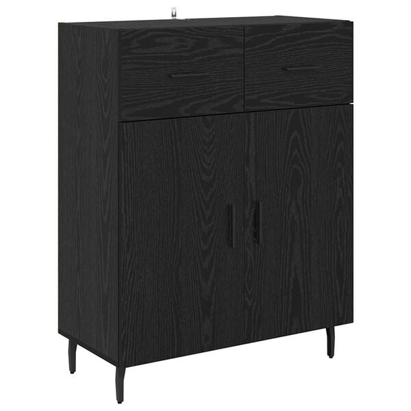 vidaXL Credenza Rovere Nero 69,5 x 34 x 90 cm Legno multistrato