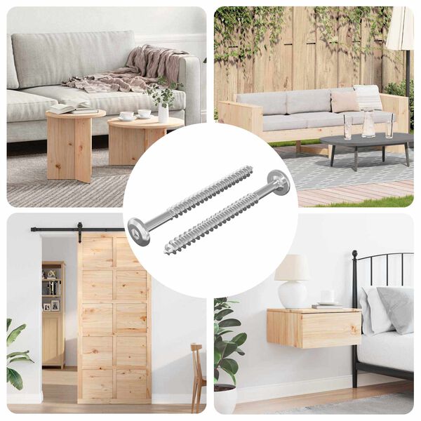 vidaXL Viti in Legno 2 pcs Argento M6 x 70 mm Acciaio