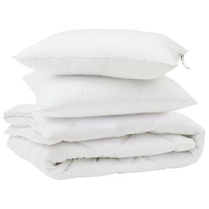 vidaXL Piumone con cuscino 3 pcs Bianco Microfibra