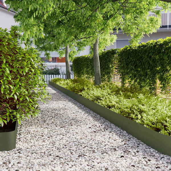 vidaXL Bordure per Prato 10 pz Verde Oliva Acciaio Laminato a Freddo