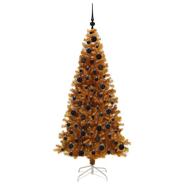 vidaXL Albero di Natale con 300 LED con supporto Oro 180 cm PET