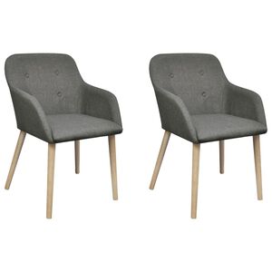 vidaXL Sedie da Pranzo 2 pz Grigio Chiaro Tessuto e Massello di Rovere