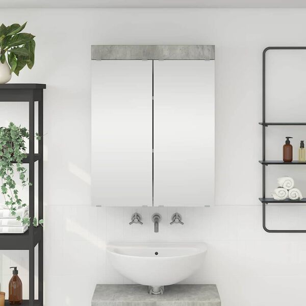 vidaXL Mobiletto per specchio da bagno con porta TULUM Grigio cemento