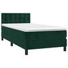 vidaXL Letto a Molle con Materasso e LED Verde Scuro 90x190 cm Velluto