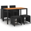 vidaXL Set da Pranzo da Giardino 5 pz con Cuscini in Polyrattan Nero