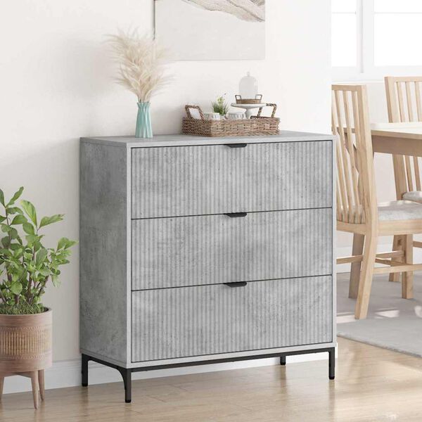 vidaXL Credenza Grigio cemento 79,5 x 33 x 82 cm Legno multistrato