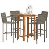 vidaXL Set Bar Giardino 5pz Grigio Legno Massello Acacia e Polyrattan