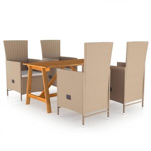 vidaXL Set Mobili da Pranzo per Giardino 5 pz Beige