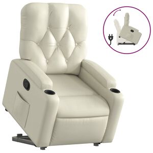 vidaXL Poltrona Alzapersona Reclinabile Crema in Similpelle