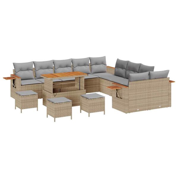 vidaXL Set Divano da Giardino 18 pcs Beige e Grigio Chiaro polyrattan