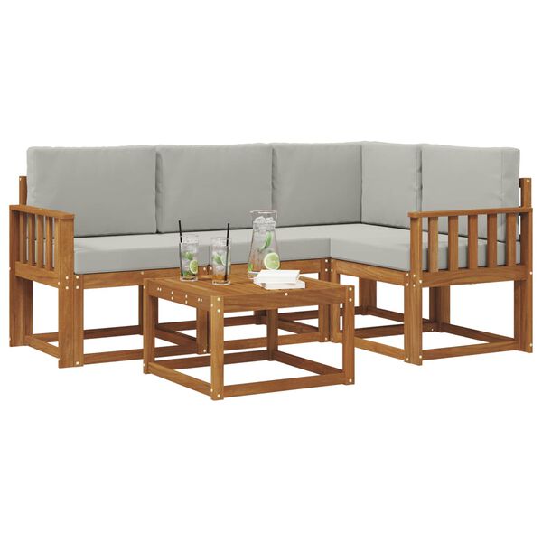vidaXL Set di divani da esterno 5 pcs Grigio Naturale e Chiaro