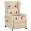 vidaXL Poltrona ad Ala Massaggiante Elettrica Crema in Tessuto
