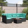 vidaXL Set Divani da Giardino 7 pz con Cuscini Nero in Polyrattan