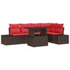 vidaXL Set Divano da Giardino 6 pz 5-Numero di posti Marrone e Rosso
