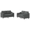 vidaXL Set di Divani 2 pz con Cuscini Grigio Scuro in Tessuto