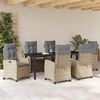 vidaXL Set da Pranzo per Giardino con cuscino 7 pcs Beige polyrattan