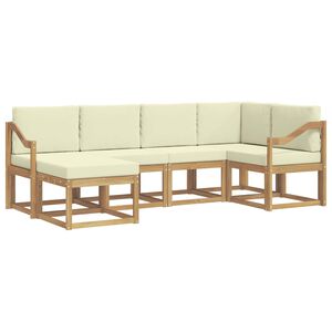vidaXL Set di divani da esterno 6 pz Bianco e Crema Poliestere