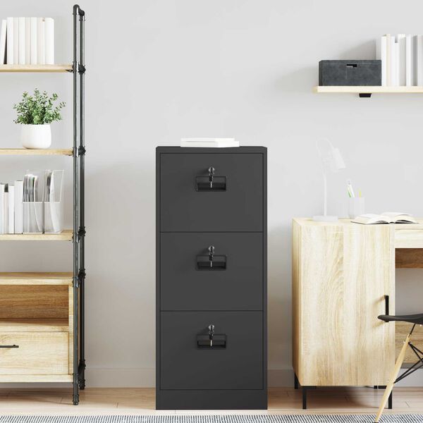 vidaXL Armadio per File con cassetto Nero 45,5 x 42 x 106,5 cm