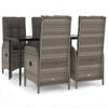 vidaXL Set da Pranzo Giardino 5pz Nero e Grigio con Cuscini Polyrattan