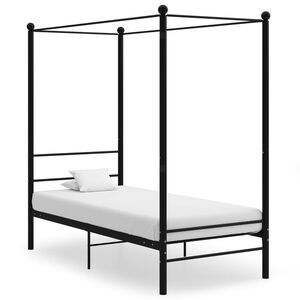 vidaXL Letto a Baldacchino Nero in Metallo 100x200 cm