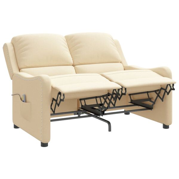 vidaXL Poltrona Massaggiante Reclinabile a 2 Posti Crema Tessuto