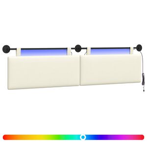 vidaXL Testiera sospesa Con luce LED Crema Tessuto in Cords
