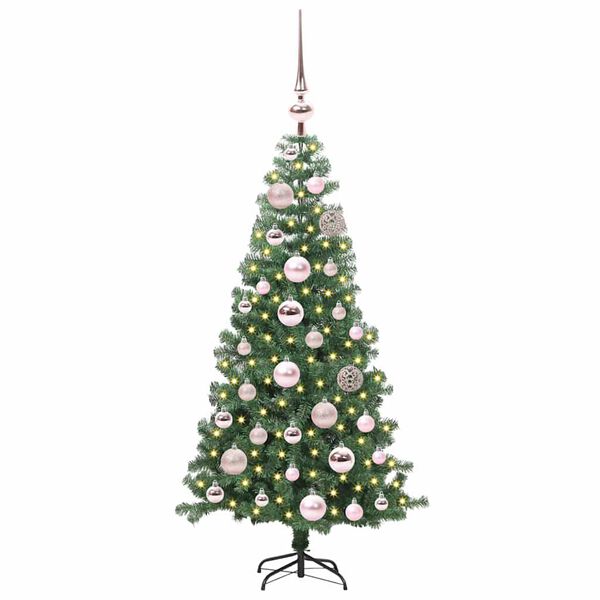 vidaXL Albero di Natale con 150 LED con supporto Verde 120 cm PVC