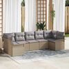vidaXL Set Divano da Giardino con cuscino 7 pcs Beige Poly Rattan