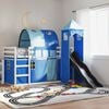 vidaXL Letto a Castello con Scivolo e Tende Blu 90x190 cm