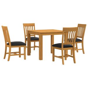vidaXL Set da pranzo 5 pz Nero Legno di Quercia Massello