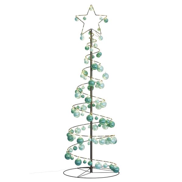 vidaXL Albero di Natale a LED con Palline 100 LED Bianco Caldo 150 cm