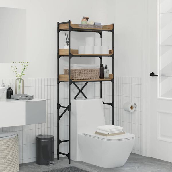 vidaXL Mensola per lavatrice Rovere artigianale 67 x 25 x 163 cm