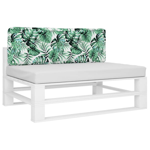 vidaXL Cuscino per Pallet Motivo a Foglie 120x40x12 cm Tessuto