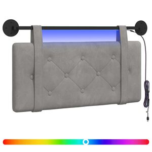 vidaXL Testiera sospesa Con luce LED Grigio Chiaro Velluto