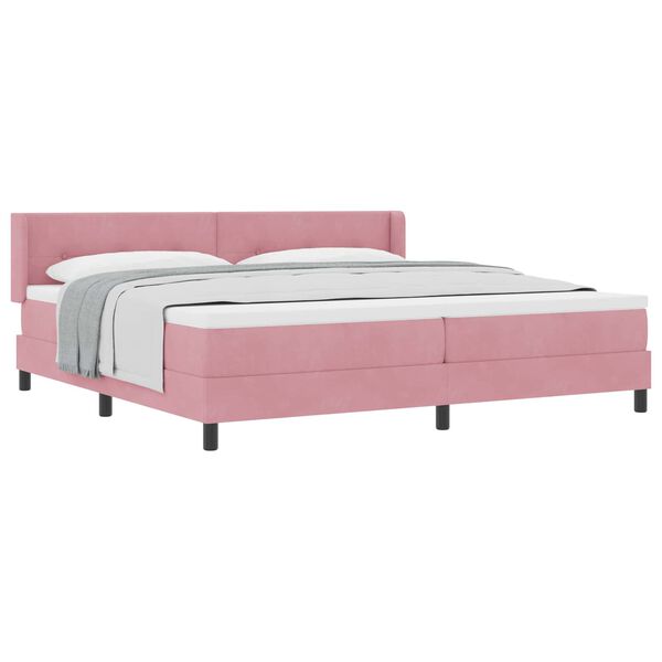 vidaXL Letto a molle con materasso Rosa 200 x 200 cm Velluto