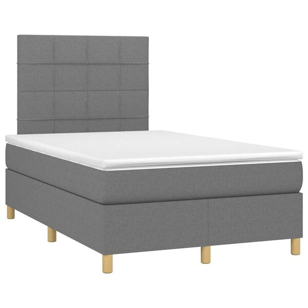 vidaXL Letto a Molle Materasso e LED Grigio Scuro 120x190cm in Tessuto