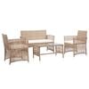 vidaXL Set Divani da Giardino 4 pz con Cuscino in Polyrattan Beige