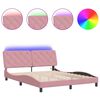 vidaXL Giroletto con LED senza Materasso Rosa 160x200 cm in Velluto