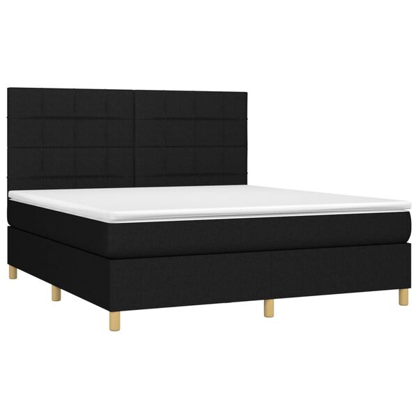 vidaXL Letto a Molle con Materasso e LED Nero 180x200cm in Tessuto