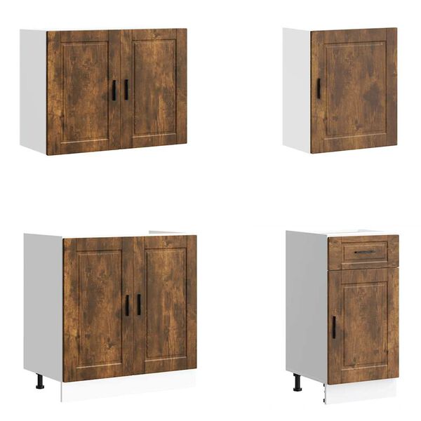 vidaXL Set Mobili da Cucina 7 pz Porto Rovere Fumo Legno Multistrato