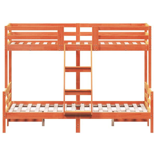 vidaXL Letto a Castello 90x200/120x200 cm Marrone Cera Massello Pino