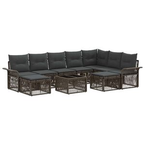 vidaXL Set Divano da Giardino 10 pz Grigio e Grigio Scuro polyrattan