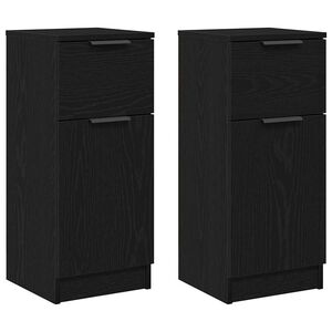vidaXL Credenza 2 pcs Rovere Nero 30 x 30 x 70 cm Legno multistrato