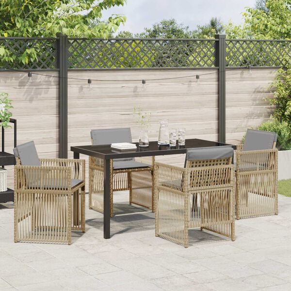 vidaXL Set da Pranzo per Giardino 5 pcs Beige