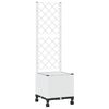 vidaXL Vaso da giardino con grigliato e ruote Bianco 40 x 40 x 146 cm