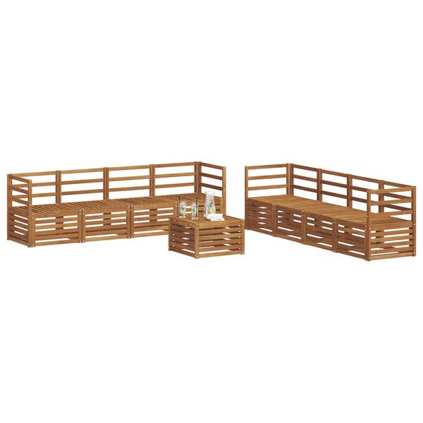 vidaXL Set divani 9 pcs Naturale Legno di Acacia Massello