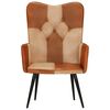 vidaXL Poltrona Wingback Marrone e Bianca in Vera Pelle