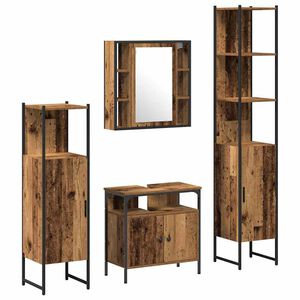 vidaXL Set di mobili per il bagno con lo scaffale 4 pcs Legno vecchio